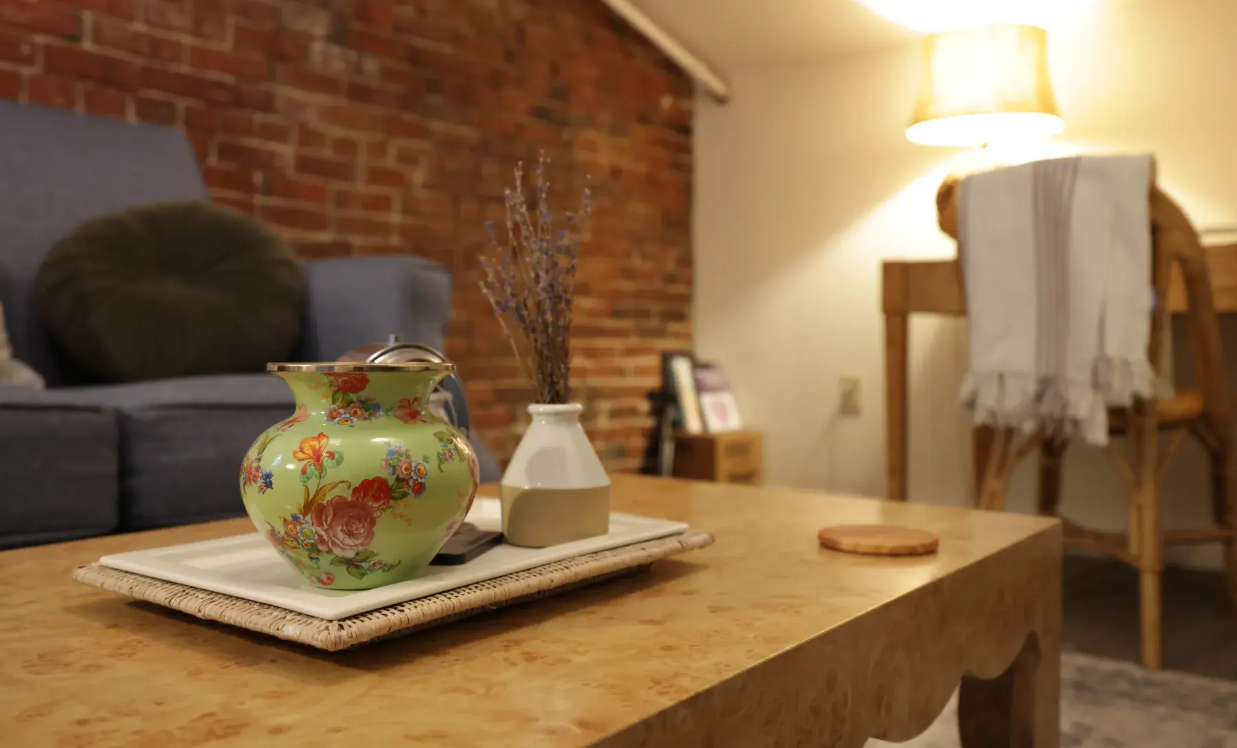A quiet, warm corner of Cara's downtown Portland therapy office